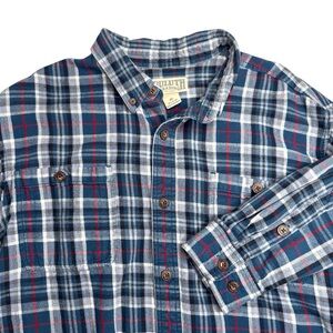 Duluth Trading Co Men's Free Swingin' Flannel Blue Plaid Size XL 100% Cotton